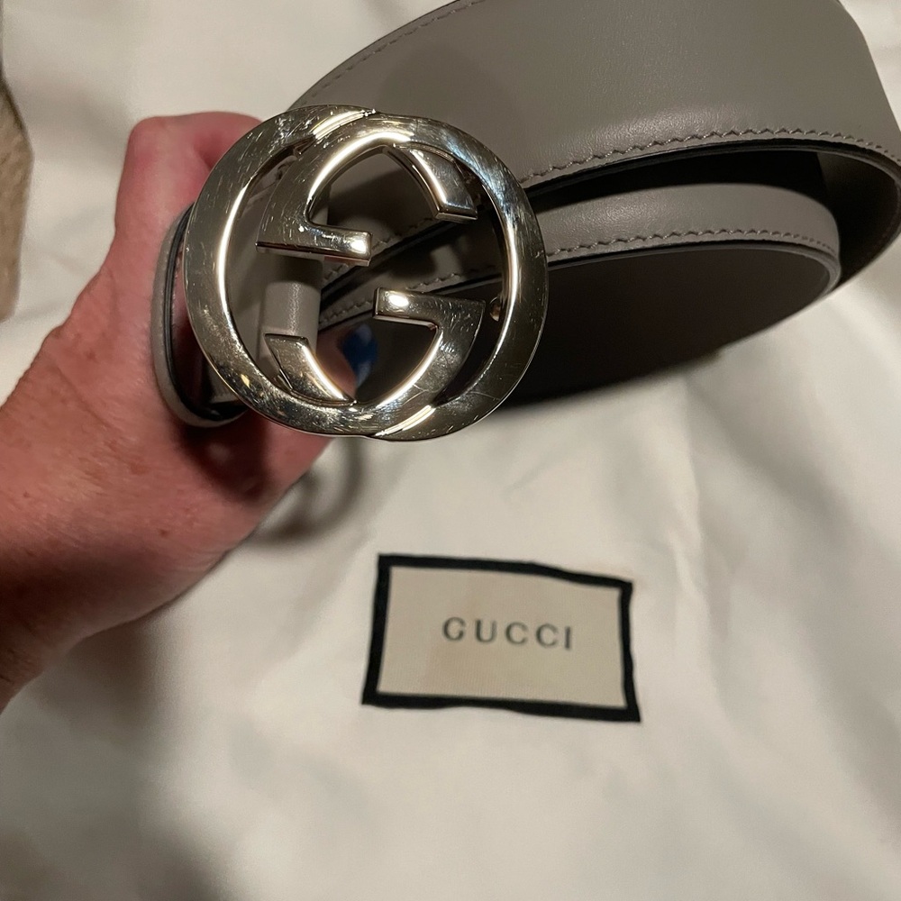 Gucci Double G Gray Belt like new